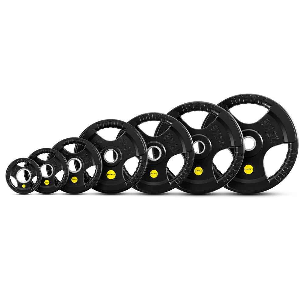 Hantelscheibe 1,25 kg Gummiert 50 mm mit Tri-Grip-Griffe | HMS TOK01 PRO