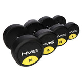 Kurzhantel 7 kg gummiert rund Schwarz | HMS HG PRO