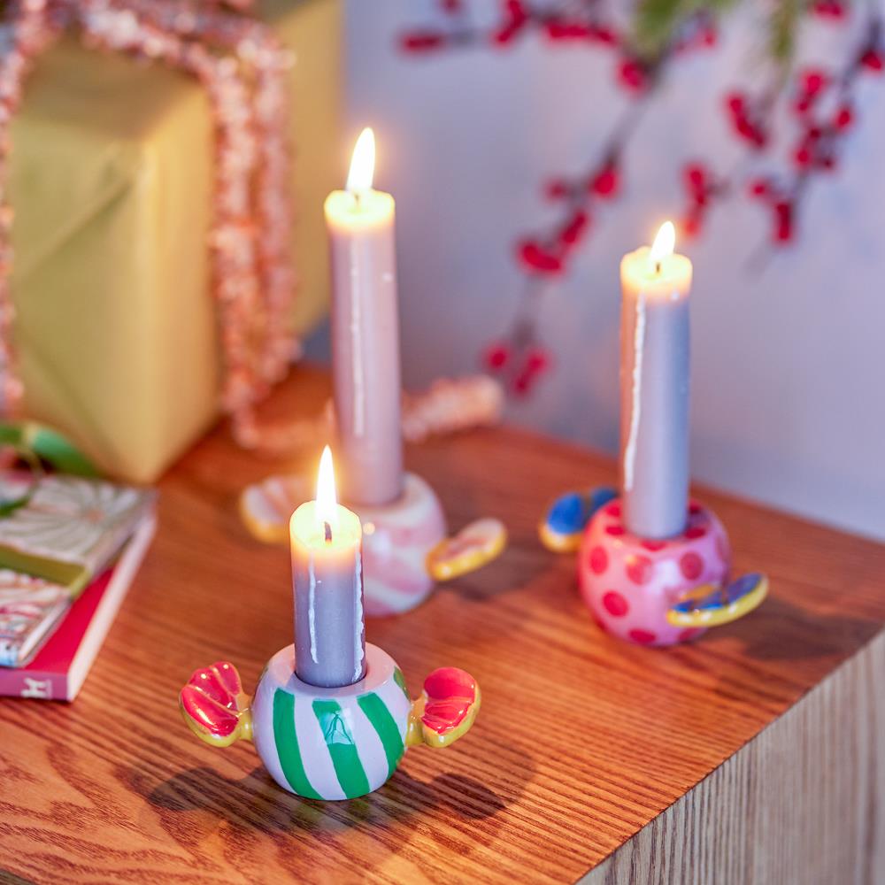 Bloomingville Caramella Kerzenhalter Bunt Steingut 3er Set Weihnachtsdeko