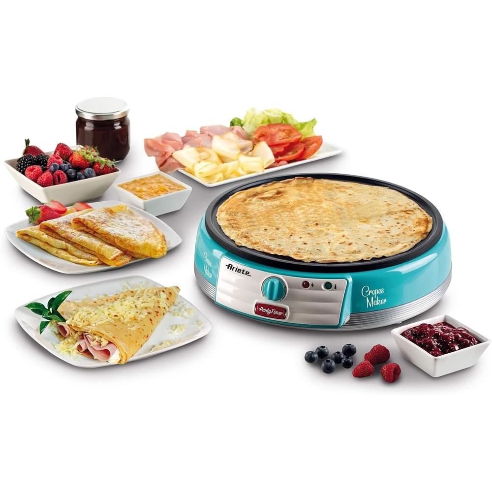 Ariete Party Time Crepes-Maker, Blau, Crepes-Maschine, Retro-Design, 50er Jahre-Stil