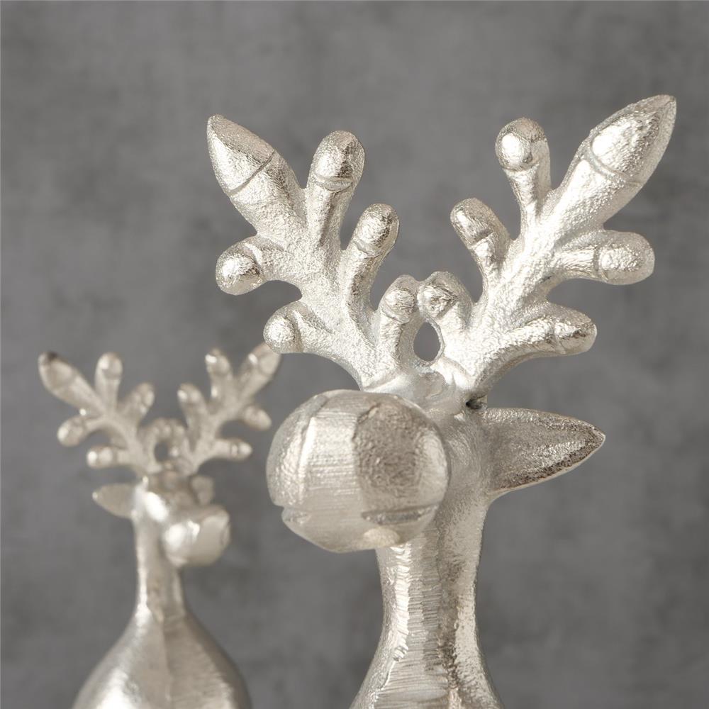 BOLTZE Dekofigur Hirsch Tarnow Silber sitzend 2er Set Weihnachtsdekoration Landhaus Design