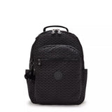 Kipling SEOUL L, Großer Schulrucksack mit 15-Zoll-Laptopfach, 27L, Signature Emb (schwarz)