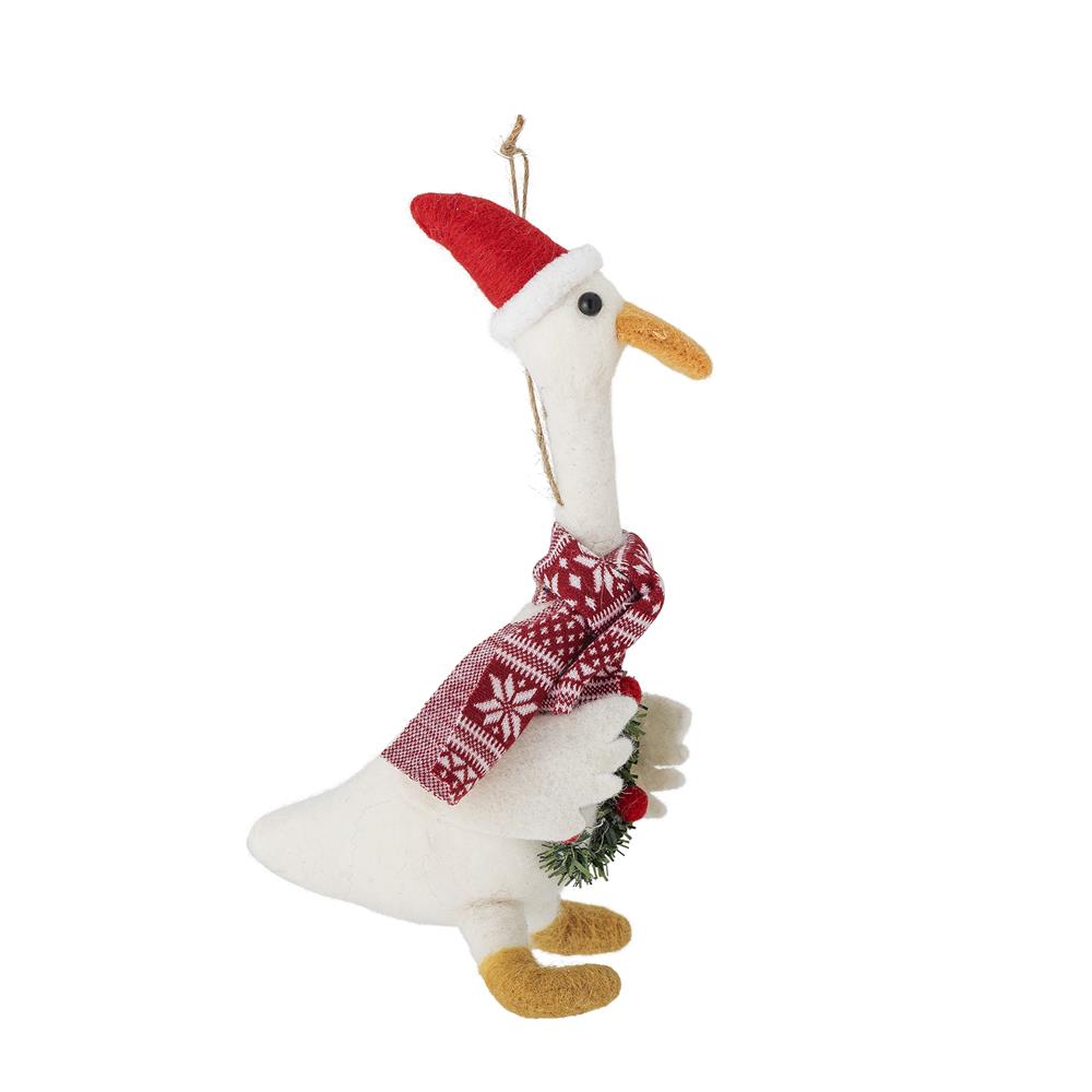 Bloomingville Arlo Baumschmuck Gans aus Wolle Weiß Weihnachtsanhänger