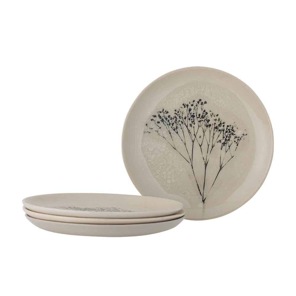 Bloomingville Bea Teller Natur Steingut 21cm 4er Set