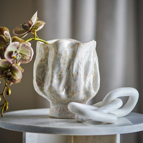 Bloomingville Adair Vase Weiß Steingut Durchmesser 21cm Höhe 24cm