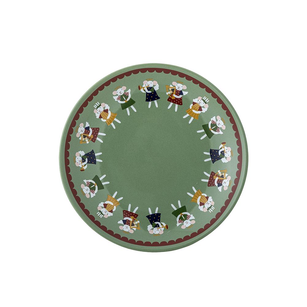 Bloomingville Peo Teller Grün Steingut 4er Set Weihnachtsteller 16 cm