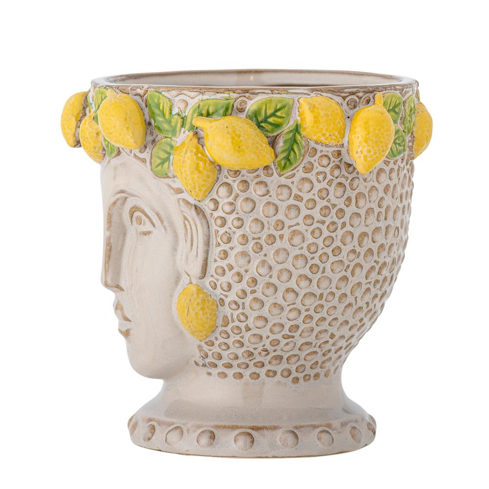 Bloomingville Limone Blumentopf Steingut gelb D16,5xH16 cm mediterranes Design