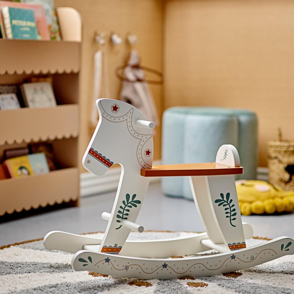 Bloomingville MINI Ruddy Schaukelpferd Weiß Holz 68cm Kinderzimmer