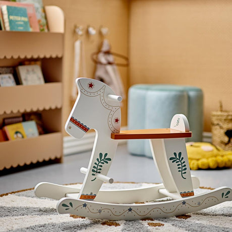 Bloomingville MINI Ruddy Schaukelpferd Weiß Holz 68cm Kinderzimmer