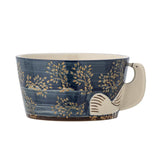 Bloomingville Hezha Schüssel in Blau, 460ml, aus Steingut mit Vogelmotiv