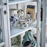 Bloomingville Eimy Schale 4er Set D11 cm blau - Steingut Schalen mit Blumenmotiv für Küche & Tischdeko
