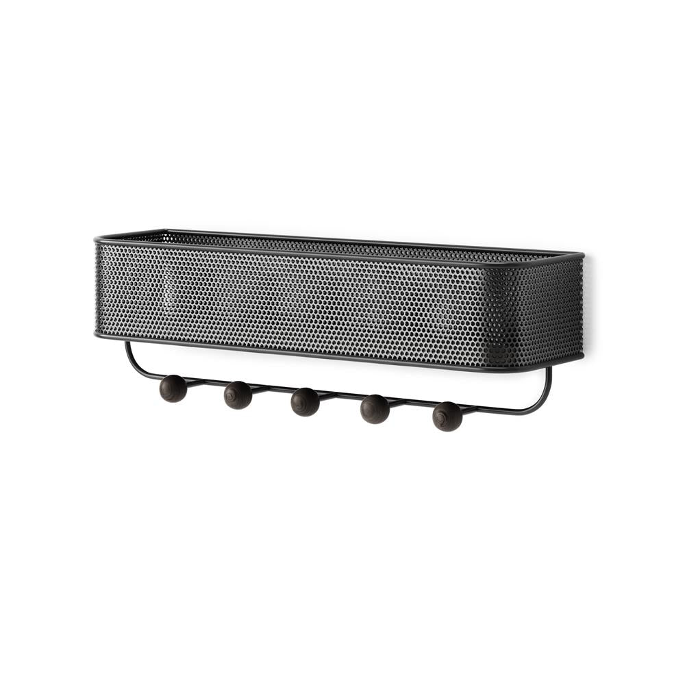 Umbra Estique Schlüsselbrett mit Briefablage, Multifunktionaler Wand Organizer mit 5 Haken, in Schwarz