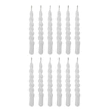 Bloomingville Twist Kerze, Weiß, 12er Set, Paraffin, handgedreht, Ø 1,2 cm