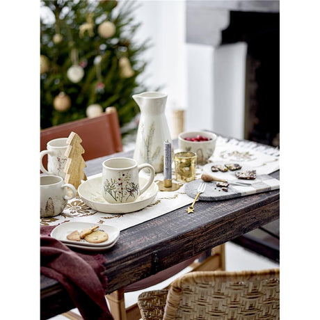 Bloomingville Hollie Krug, 1,3 Liter, aus Steingut, mit zarten weihnachtlichen Blumenmotiv