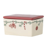 Bloomingville Yule Weihnachts Butterdose, Steingut 250 ml mit Deckel
