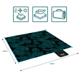 NILS CAMP Picknickdecke Grün Blätter 200x200 cm - große Outdoor Decke für Strand, Garten & Camping