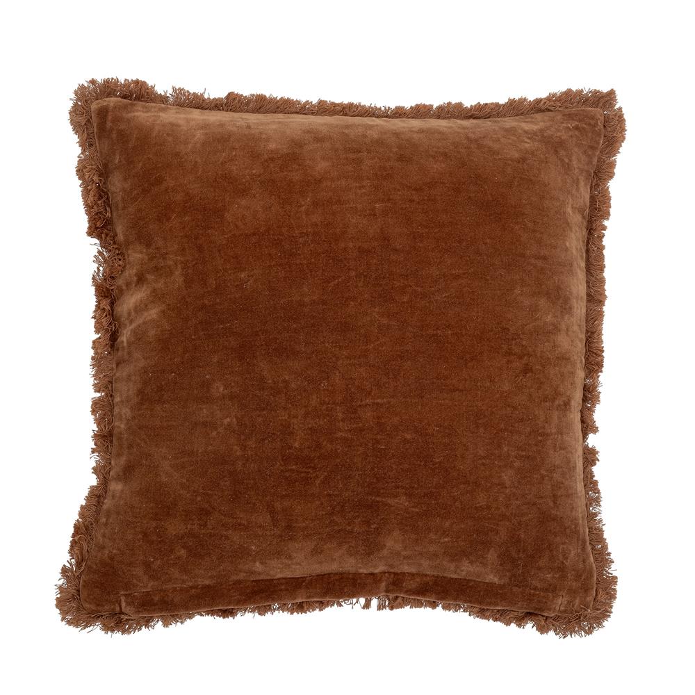 Bloomingville Mahado Kissen, Orange, Baumwolle – mit Stickmuster & Fransen, 45x45 cm
