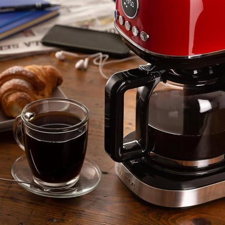 Ariete Moderna Filterkaffeemaschine, Rot, 15 Tassen Kaffeemaschine, mit Glaskanne