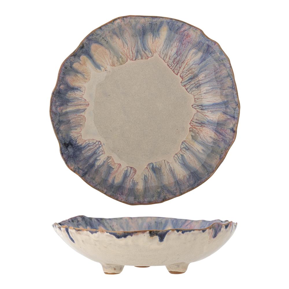 Bloomingville Amalia Schale, Blau, Steingut, 18,5 cm, spülmaschinengeeignet, handglasierte Optik