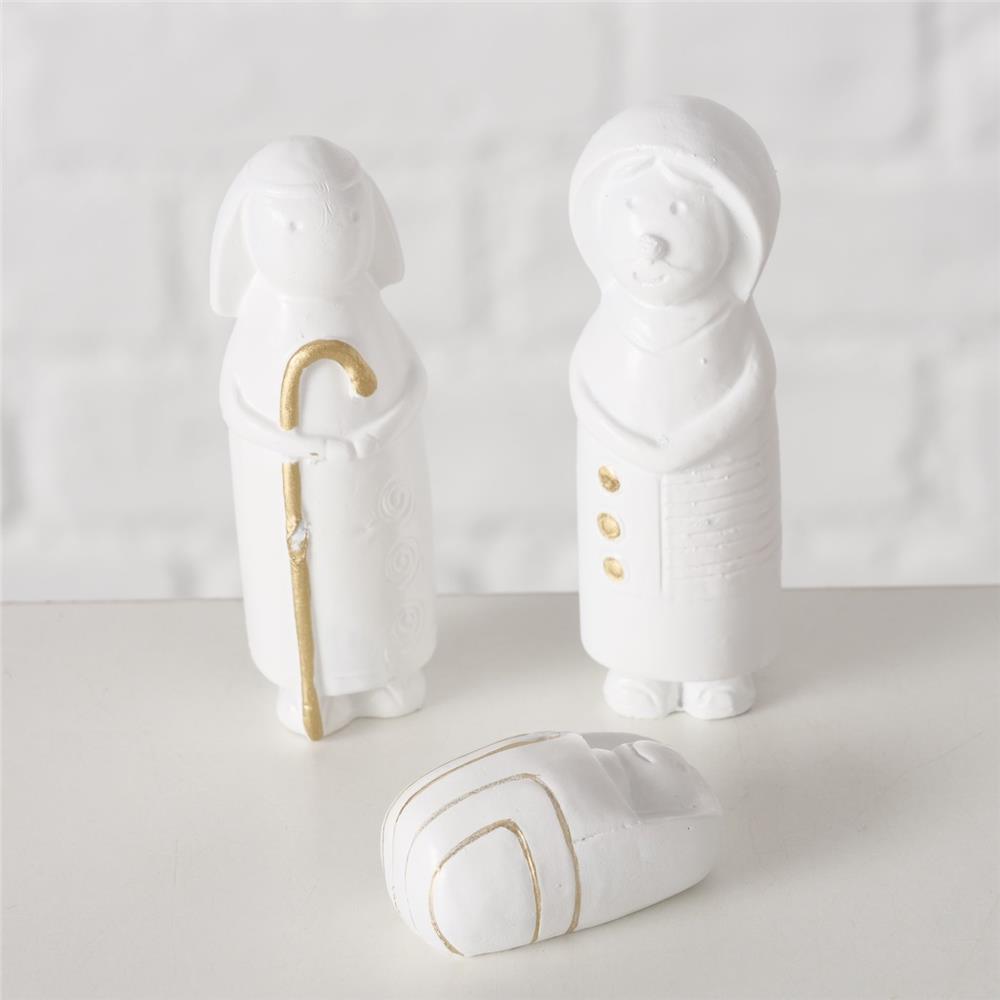 BOLTZE Krippe Natos – 12-teiliges Set aus MDF, Kunstharz & Eisen, Schwarz-Weiß, 32 cm hoch