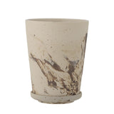 Bloomingville Stacy Blumentopf mit Untertasse, Braun, Steingut, D12,5xH16 cm