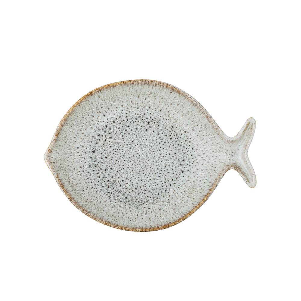Bloomingville Fleur Servierplatte Fischform Natur Steingut mediterran 27cm