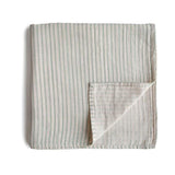 Mushie Musselin-Baby-Wickeldecke, Sage Stripe, Pucktuch aus 100% Bio-Baumwolle