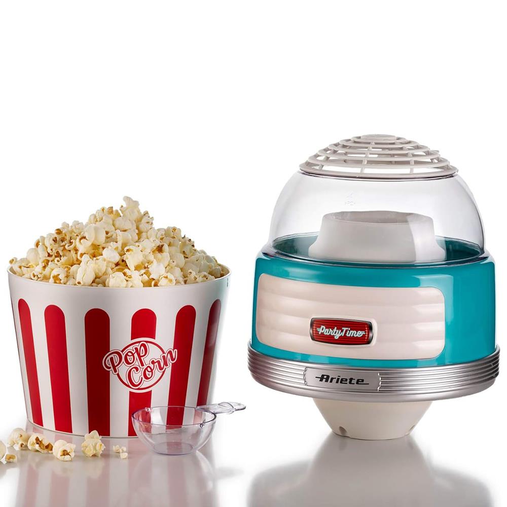 Ariete Party Time Popcorn Maker XL, Blau, Heißluft Popcornmaschine, Retro-Design, 50er Jahre-Stil
