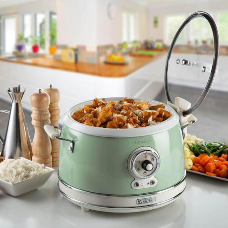 Ariete Vintage Reiskocher, Grün, 3,5L, Slow Cooker, Dampfgarer, 5 Programme, Keramikschüssel