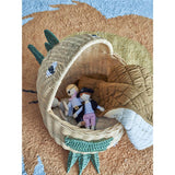 Bloomingville MINI Eddi Aufbewahrungskorb, Dinosaurier, Spielzeugkiste aus Rattan, dänisches Design