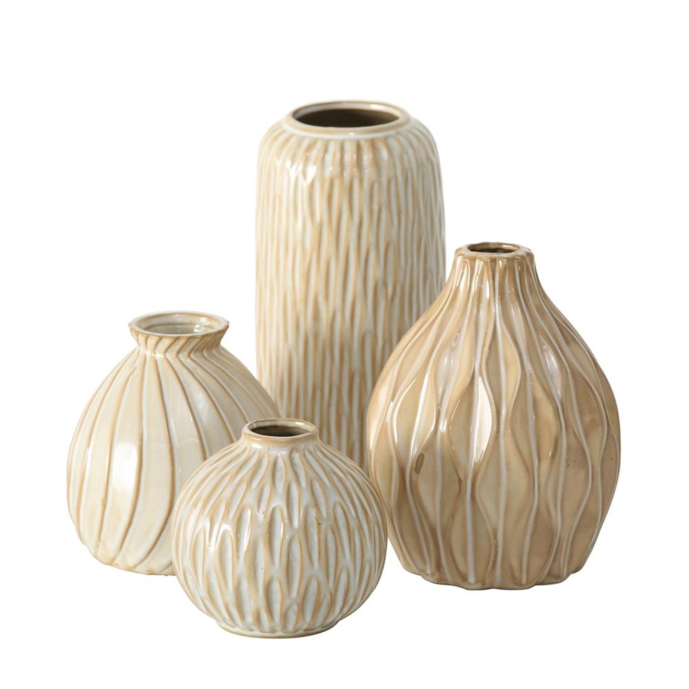 BOLTZE Vase Zalin 4er Set Cremeweiß Porzellan Wasserdicht