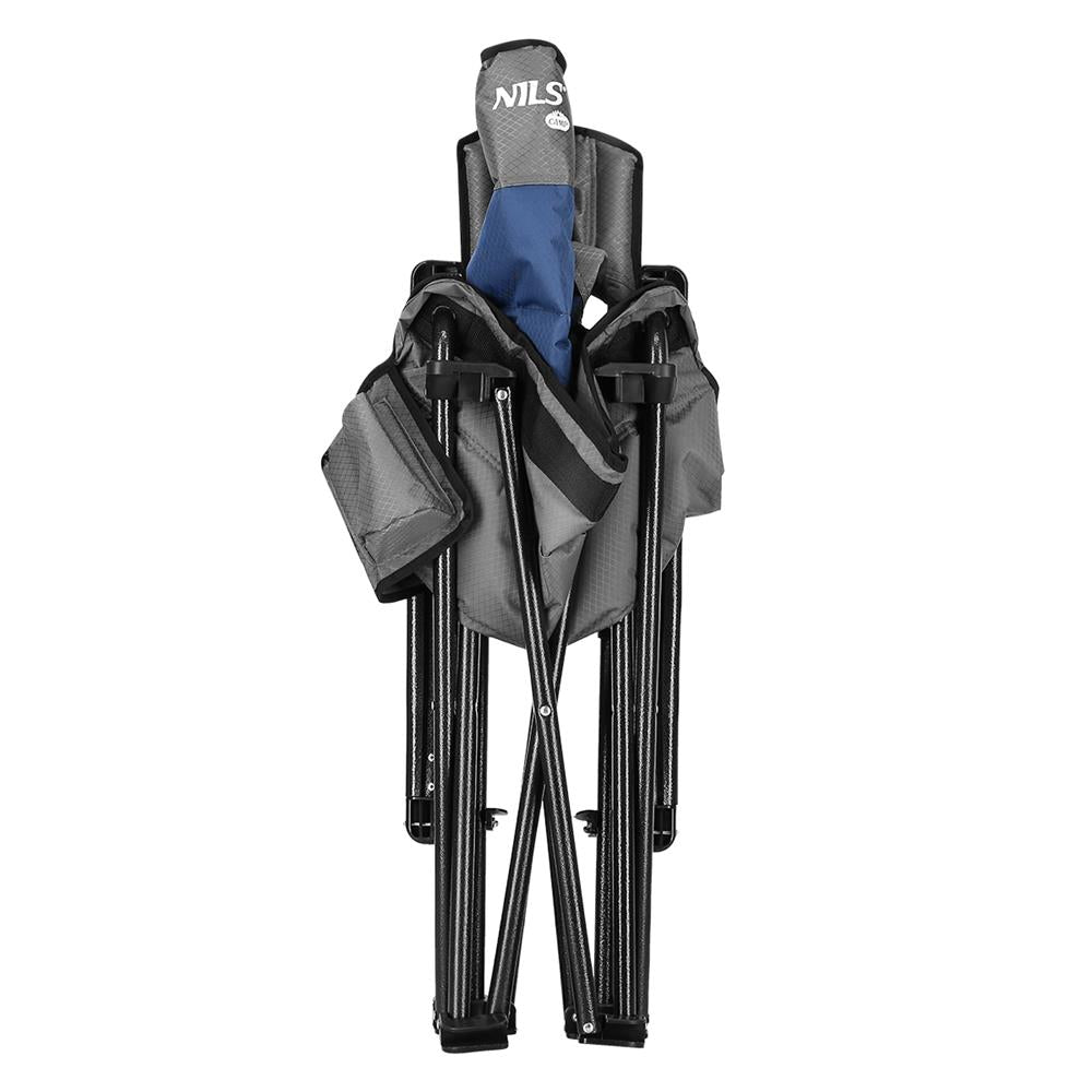 NILS CAMP Campingstuhl Blau - gepolsterter Klappstuhl mit Tasche für Camping, Garten & Angeln