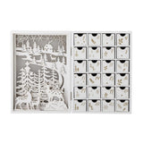 Bloomingville Elimar Adventskalender mit Licht, Weiß, Holzkalender 24 Schubladen