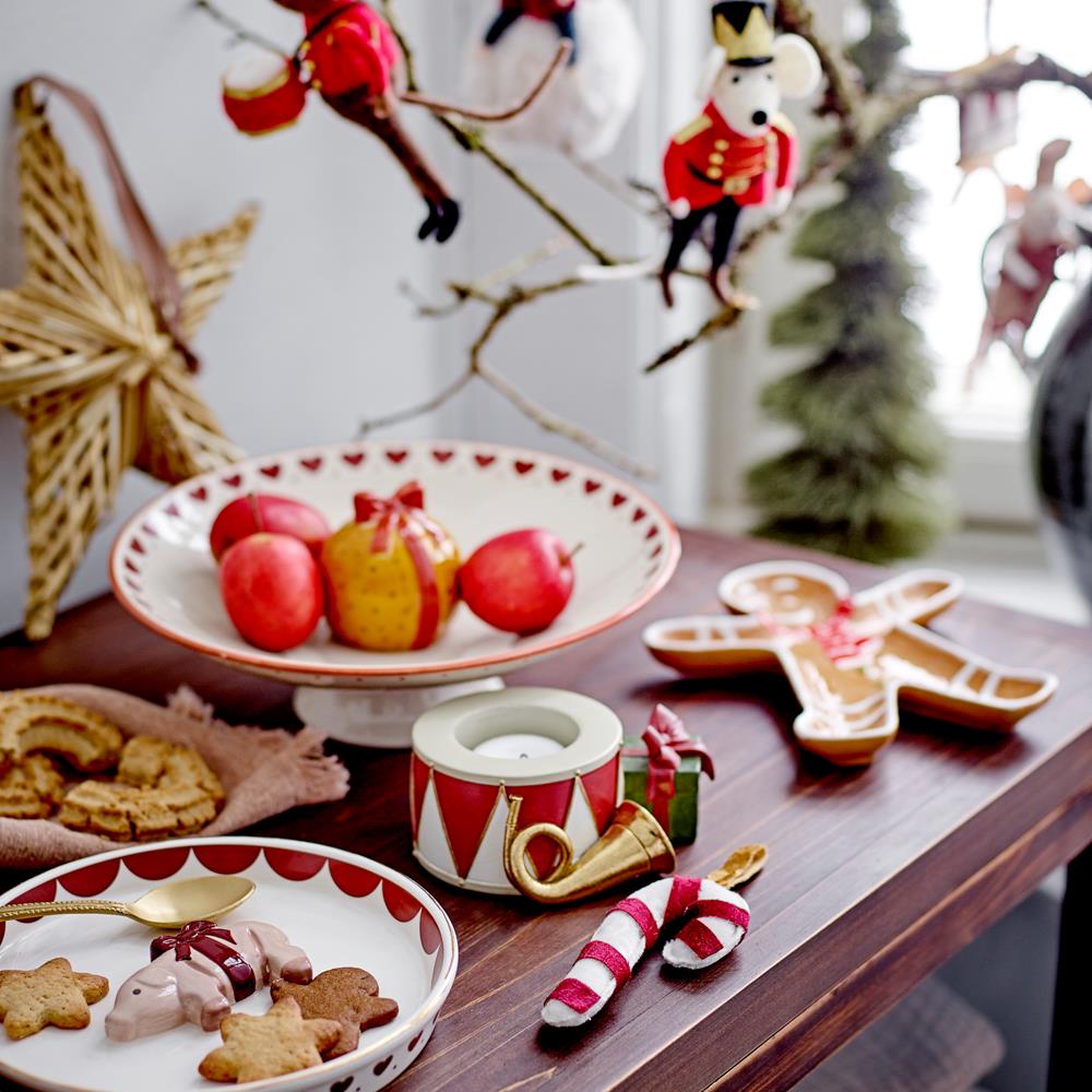 Bloomingville Peo Mäuse Musiker Anhänger, Rot, Wollfiguren 2er Set Weihnachtsdeko