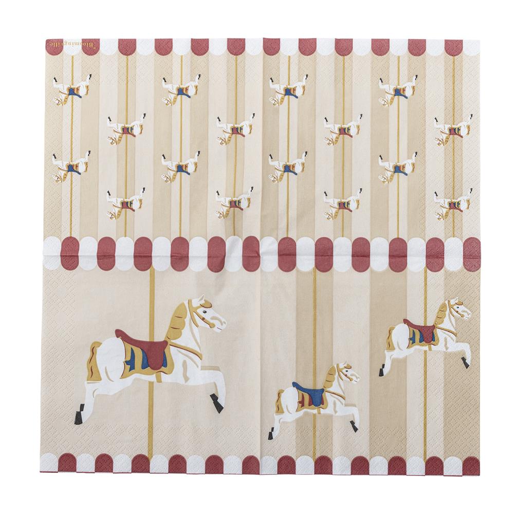 Bloomingville Merry-go-round Weihnachtsservietten mit Karussell-Motiv, 20 Servietten