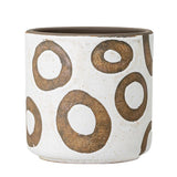 Bloomingville Avo Blumentopf 12 x 12cm Weiß Braun Kringel Terrakotta Übertopf dänisches Design