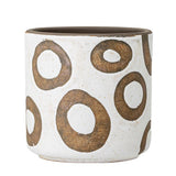 Bloomingville Avo Blumentopf 12 x 12cm Weiß Braun Kringel Terrakotta Übertopf dänisches Design