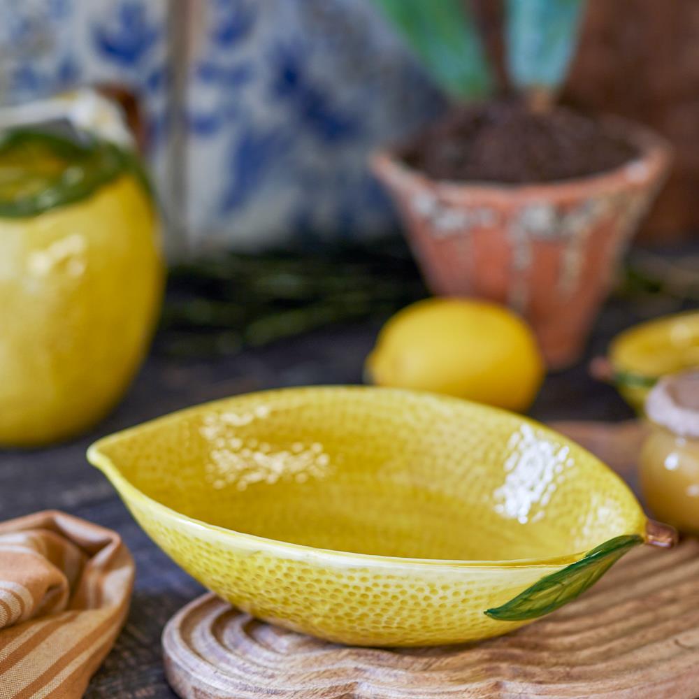 Bloomingville Limone Schale gelb aus Steingut – zitronenförmige Schale für Küche & Tischdeko