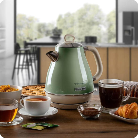 Ariete Vintage Wasserkocher, Grün, 1,7L Edelstahlkessel, 2000W, Elegantes Retro-Design