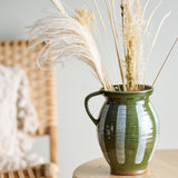 Bloomingville Frigg Vase – handdekorierte Steingutvase in Grün & Blau, 26 cm hoch