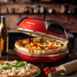 Ariete 4-Minuten-Pizzaofen, Rot, Pizzamaker mit Pizzastein 32 cm, 400°C, 1200W