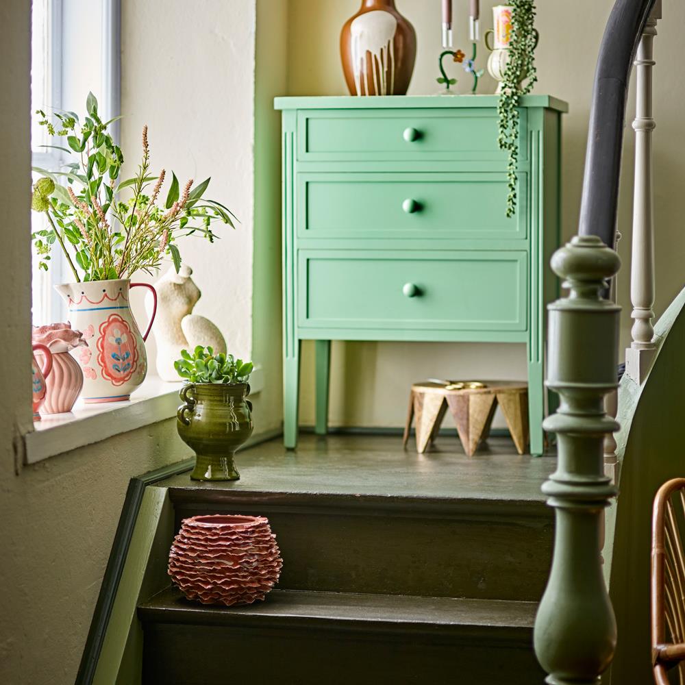 Bloomingville Morwen Vase aus Steingut in Rose – dekorative Vase für Wohnzimmer und Tischdeko