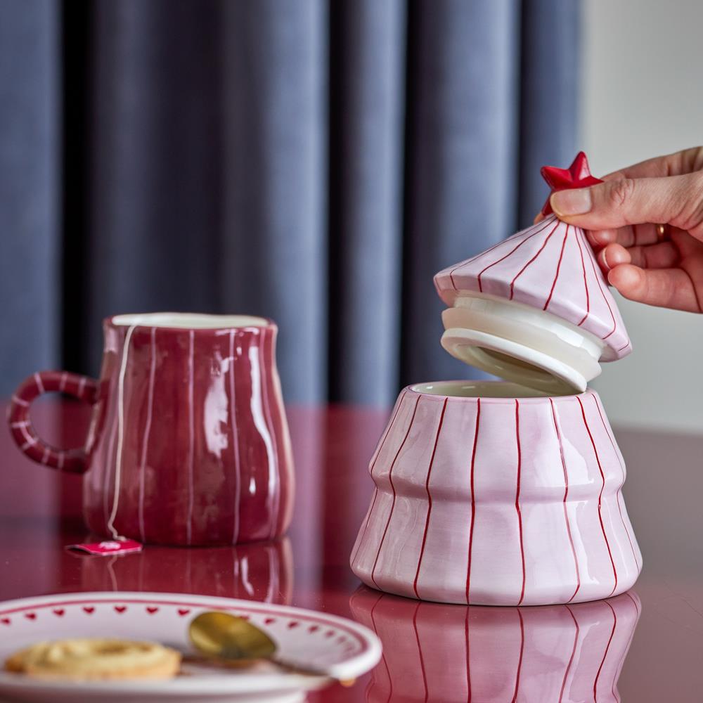 Bloomingville Shirly Gefäß mit Deckel Rosa Steingut Vorratsdose 420 ml