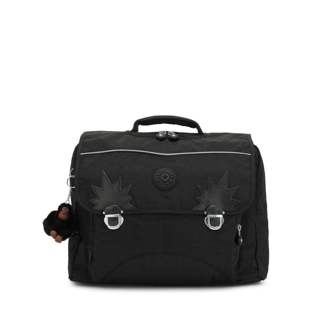 Kipling INIKO, mittelgroße Schultasche, True Black (schwarz), Schulrucksack mit gepolsterten Trägern