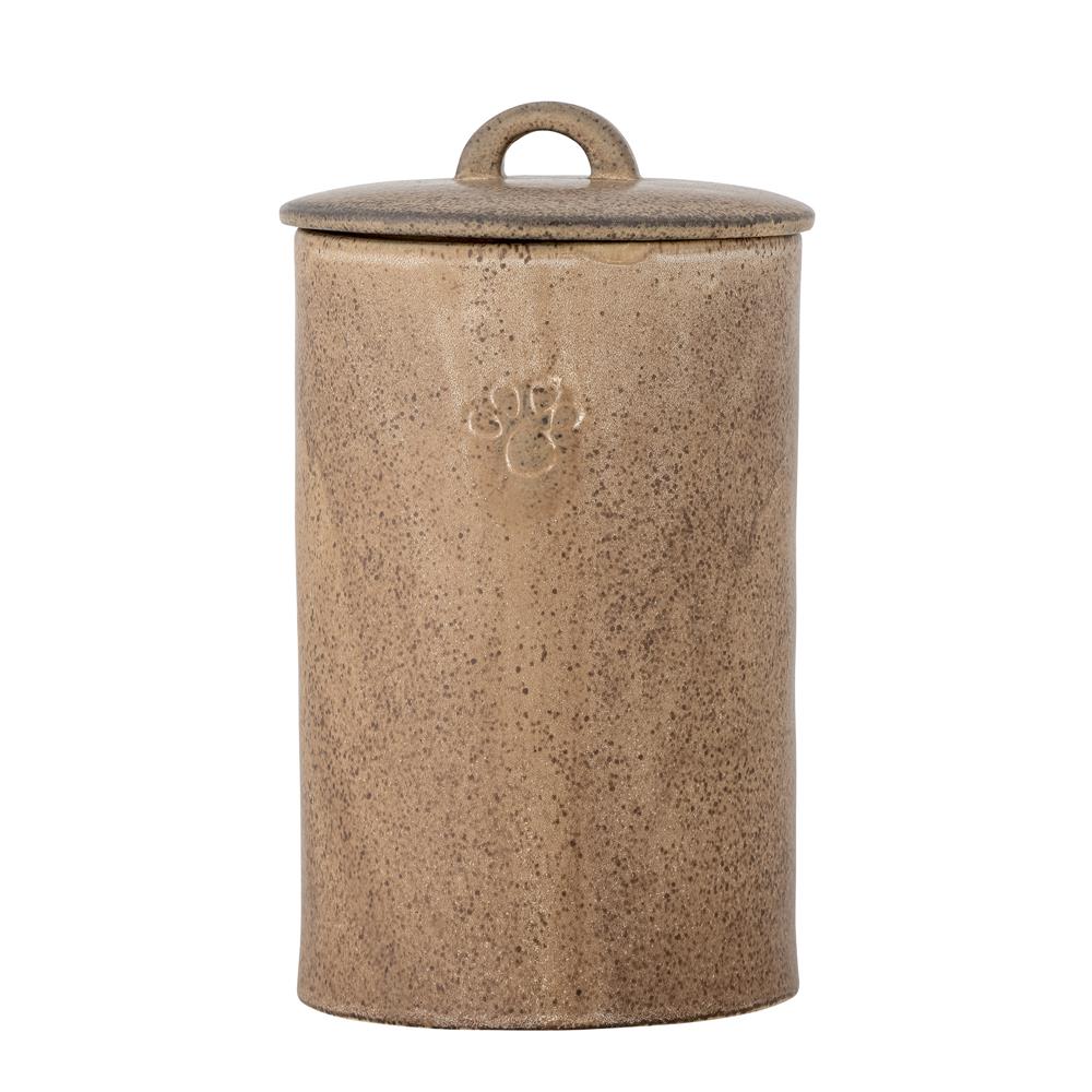 Bloomingville Buddy Pet Gefäß mit Deckel, Braun, Steingut, 1,5 L, für Tierfutter, spülmaschinengeeignet