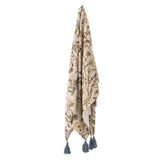 Bloomingville Yoti Decke 152x127 cm bunt - Baumwolldecke mit Blumenmuster & Quasten für Sofa