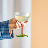 Bloomingville Martine Cocktailglas aus Glas in Bunt 230 ml – Color Block Glas für Tischdeko