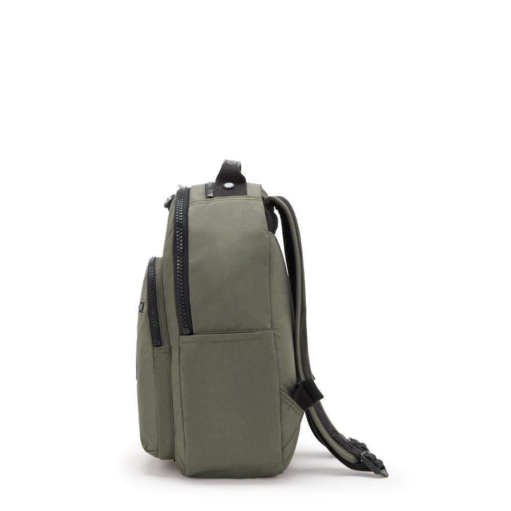 Kipling SEOUL S, Kleiner Schulrucksack mit 11-Zoll-Tabletfach, 14L, Green Moss (grün)