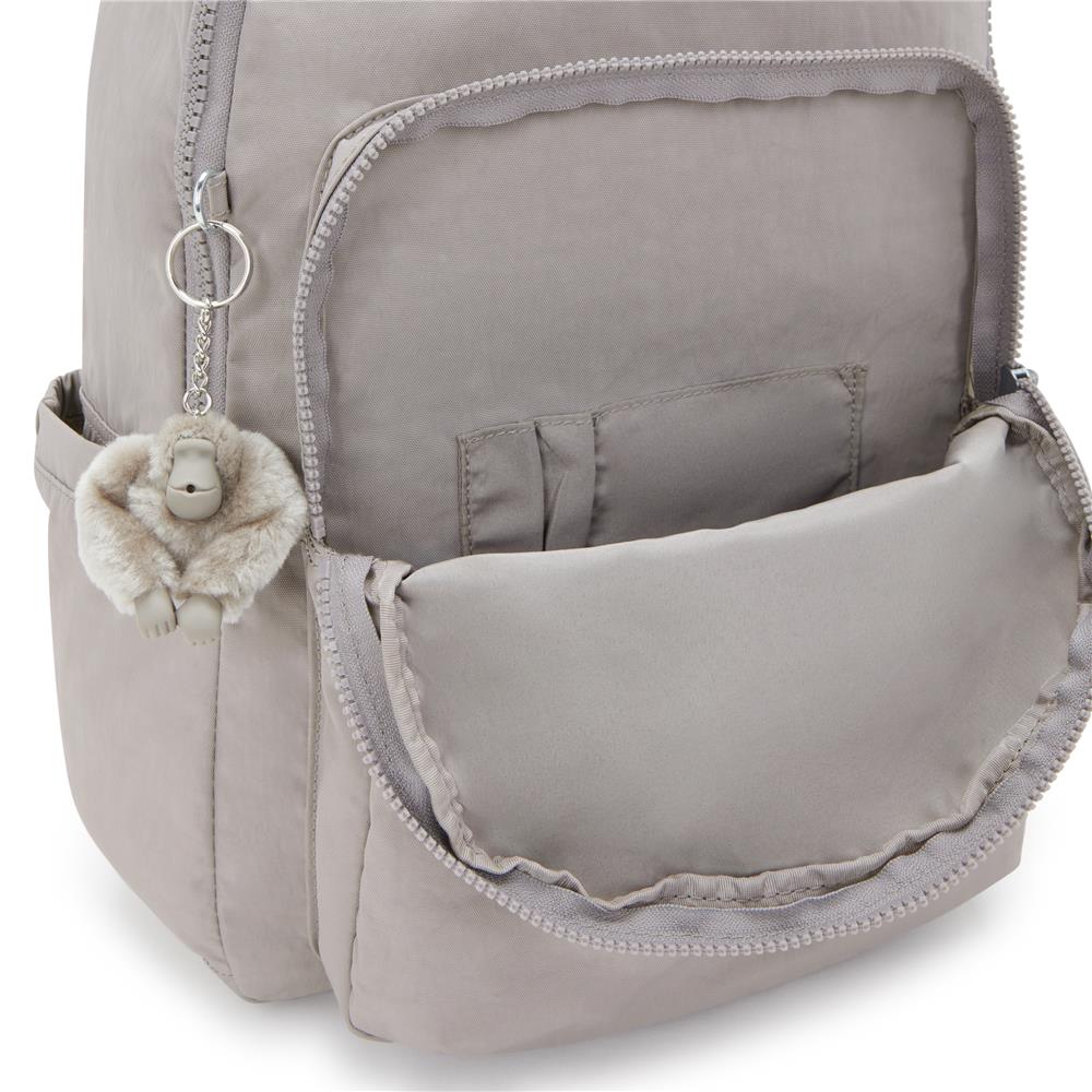 Kipling SEOUL L, Großer Rucksack, Grey Gris (grau), 27L, mit 15-Zoll-Laptopfach