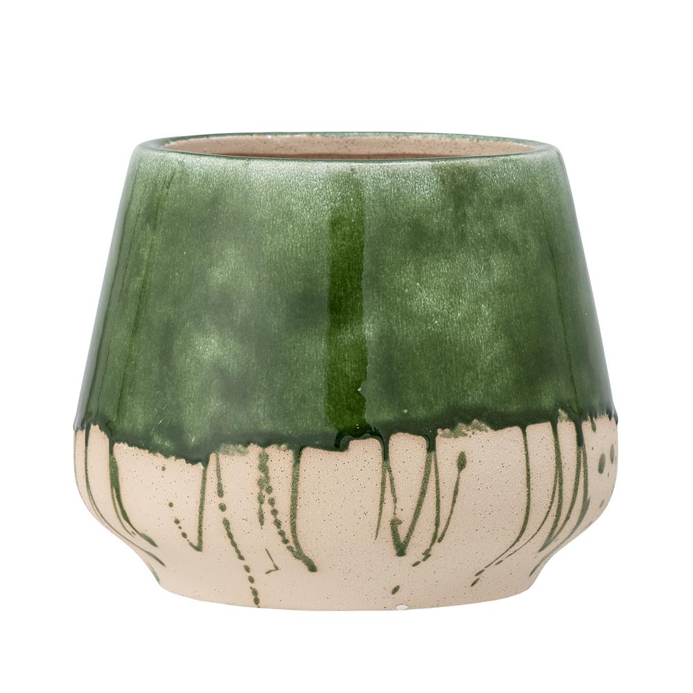 Bloomingville Moez Blumentopf Grün 22,5x18,5cm Steingut handgefertigt Pflanztopf